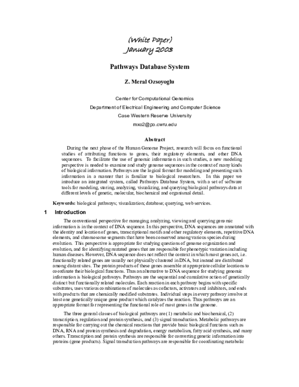 (PDF) Pathways Database System