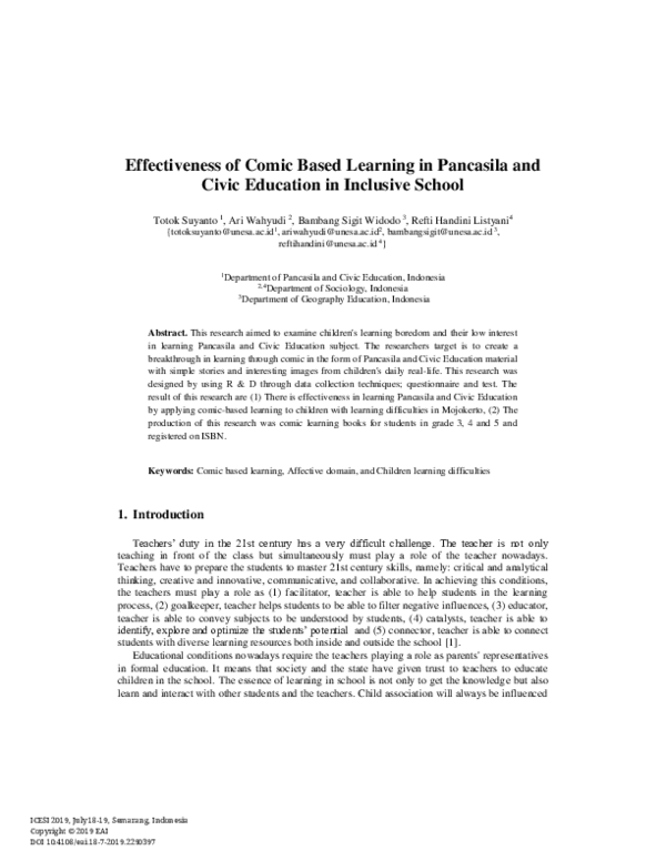 (PDF) Effectiveness of Comic Based Learning in Pancasila and Civic ...