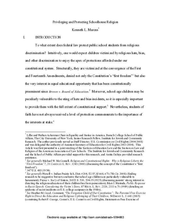 (PDF) Privileging and Protecting Schoolhouse Religion