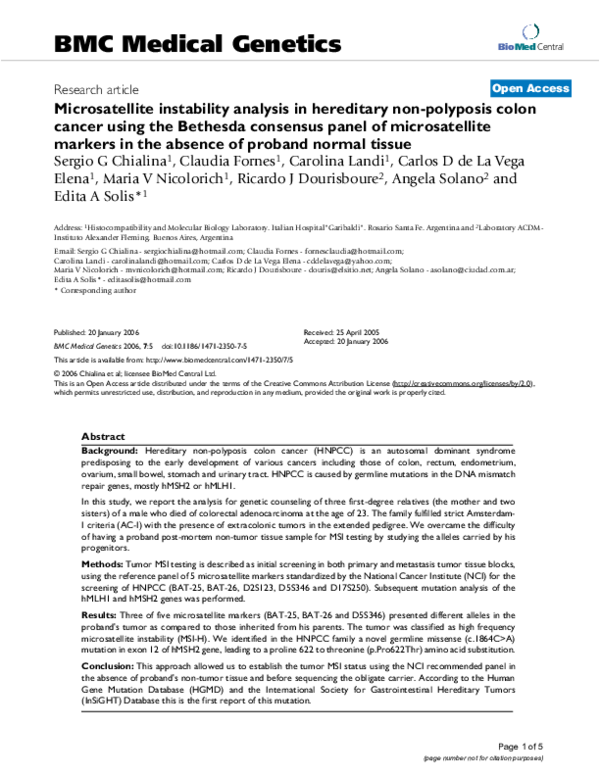 (PDF) Microsatellite instability analysis in hereditary non-polyposis ...