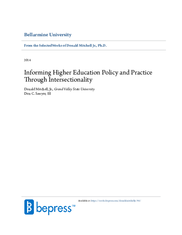 (PDF) Informing Higher Education Policy and Practice Through ...