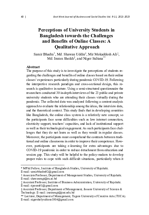 (PDF) Perceptions of University Students in Bangladesh towards the ...