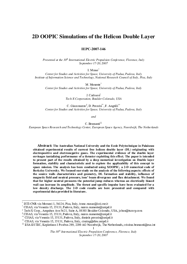 (PDF) 2D OOPIC Simulations of the Helicon Double Layer