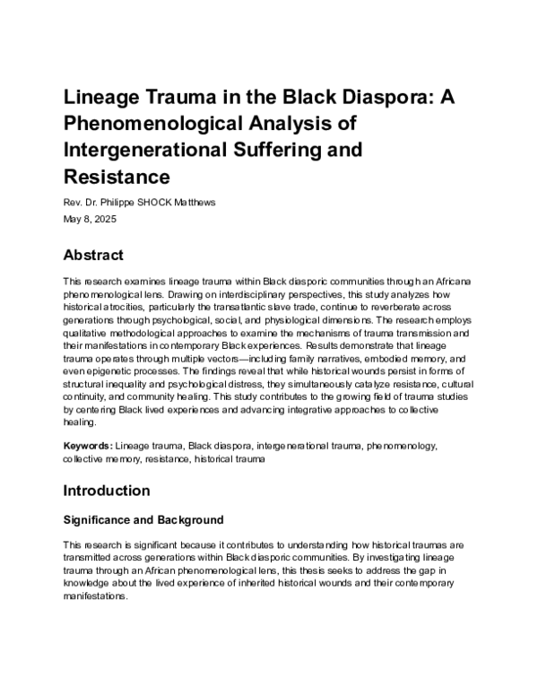 (PDF) Lineage Trauma in the Black Diaspora: A Phenomenological Analysis ...