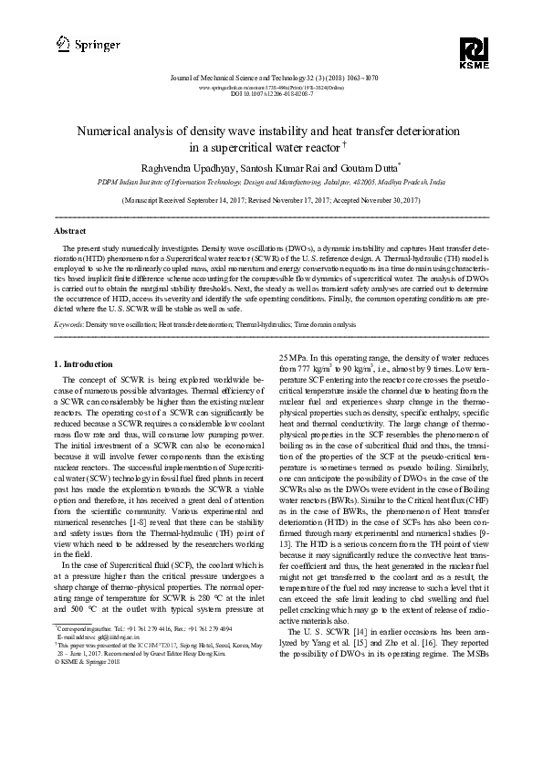 (PDF) Numerical analysis of density wave instability and heat transfer ...