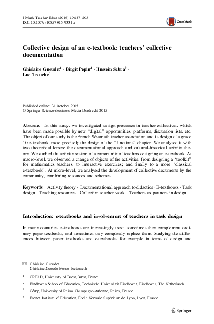 (PDF) Collective design of an e-textbook: teachers’ collective ...