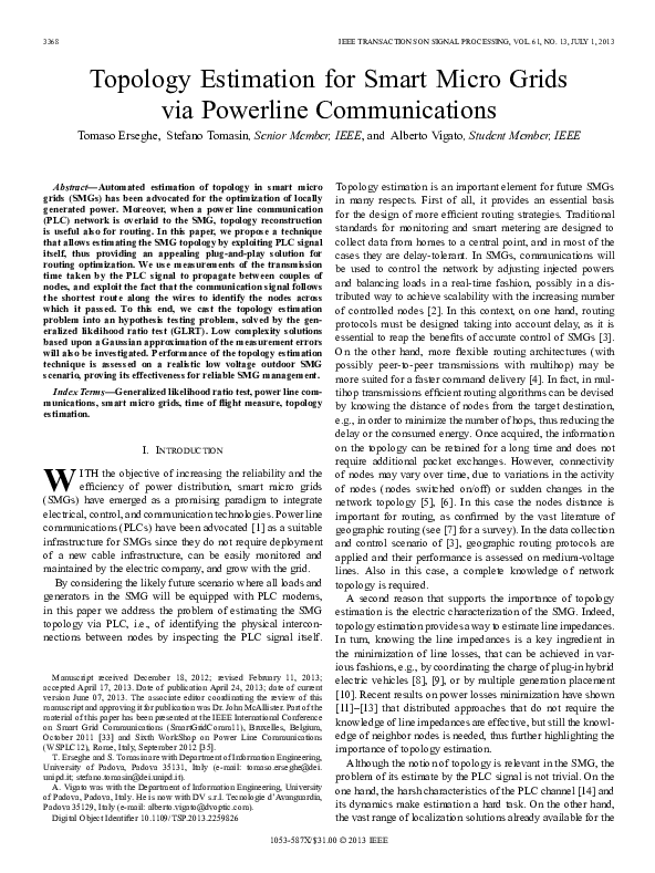 (PDF) Topology Estimation for Smart Micro Grids via Powerline ...