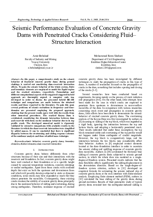 (PDF) Seismic Performance Evaluation of Concrete Gravity Dams with ...