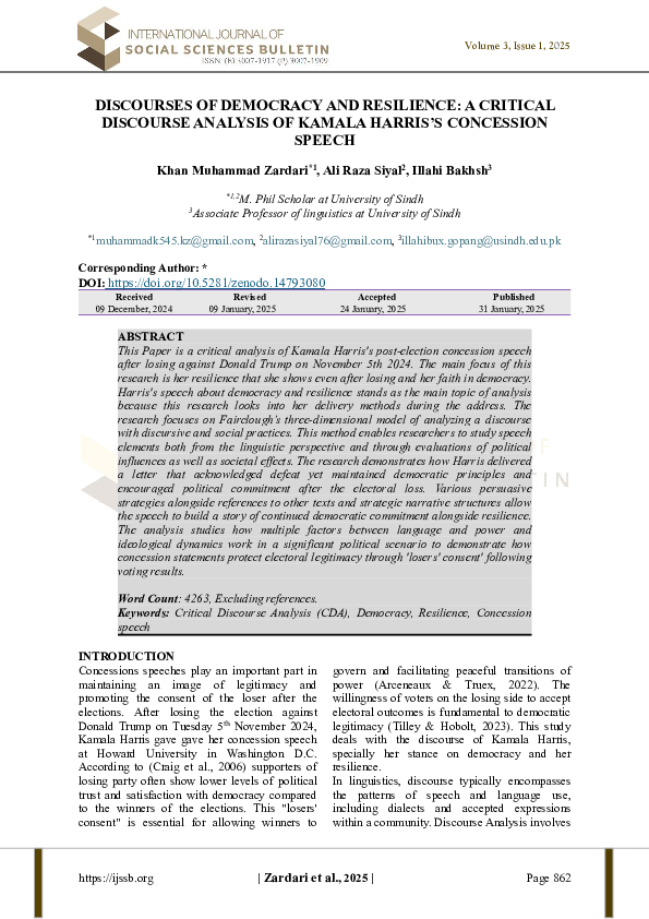 (PDF) DISCOURSES OF DEMOCRACY AND RESILIENCE: A CRITICAL DISCOURSE ...