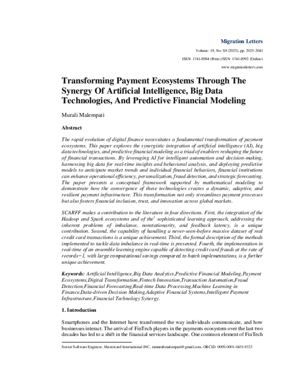 (PDF) Transforming Payment Ecosystems Through The Synergy Of Artificial ...