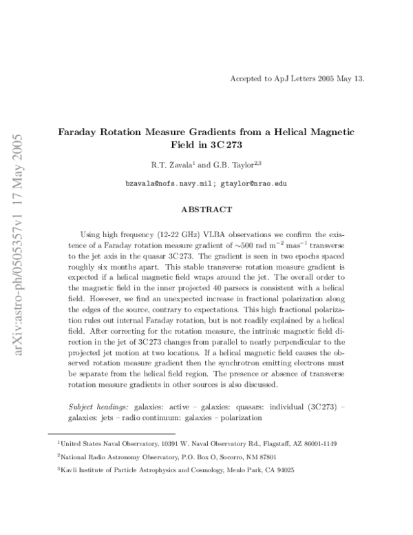 (PDF) Faraday Rotation Measure Gradients from a Helical Magnetic Field ...