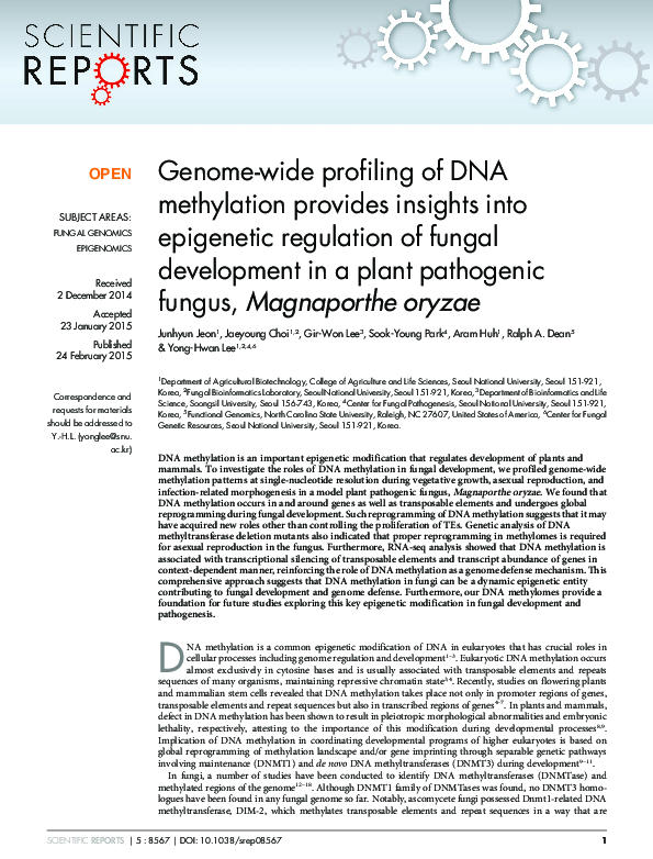 (PDF) Genome-wide profiling of DNA methylation provides insights into ...