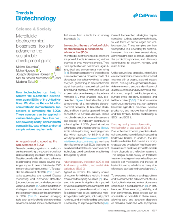 (PDF) Microfluidic electrochemical biosensors: tools for advancing the ...