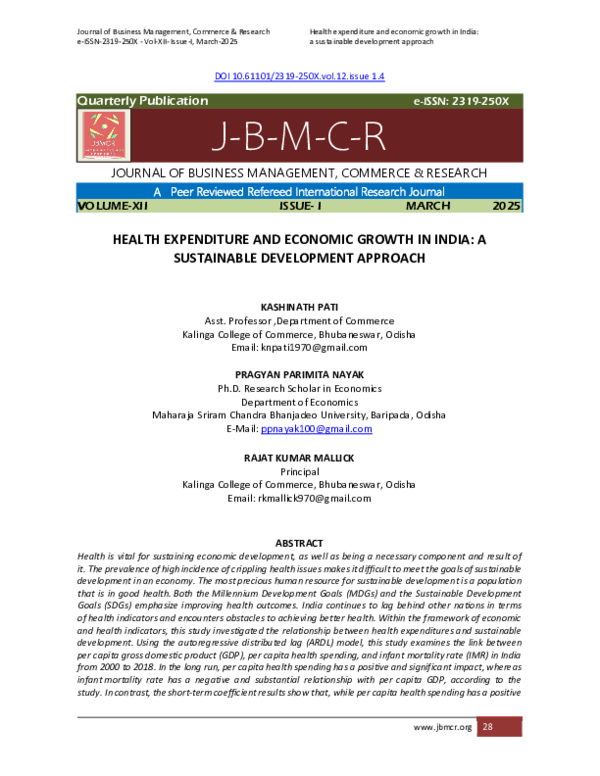 (PDF) HEALTH EXPENDITURE AND ECONOMIC GROWTH IN INDIA: A SUSTAINABLE ...