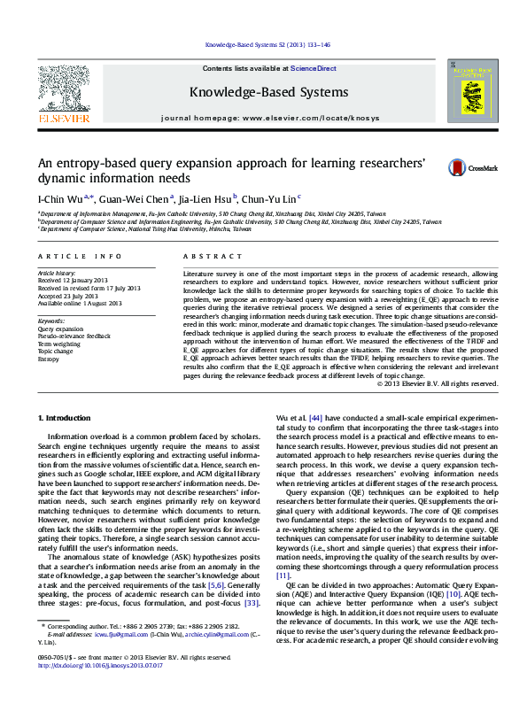 (PDF) An entropy-based query expansion approach for learning ...