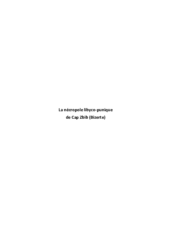 (PDF) La nécropole libyco-punique de Cap Zebib