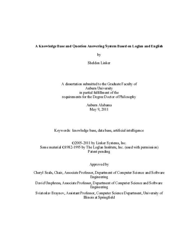 (PDF) A Knowledge Base and Question Answering System Based on Loglan ...