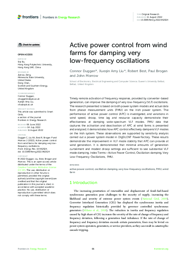 (PDF) Active power control from wind farms for damping very low ...