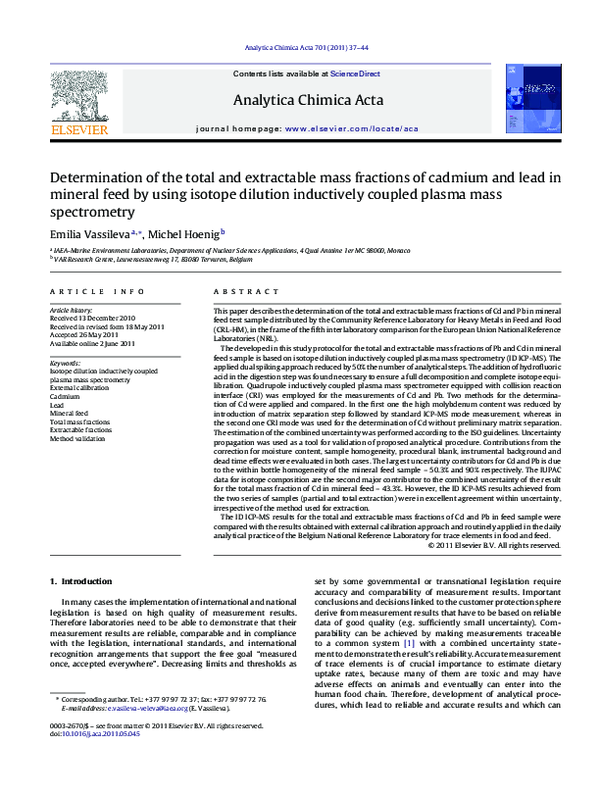 (PDF) Determination of the total and extractable mass fractions of ...