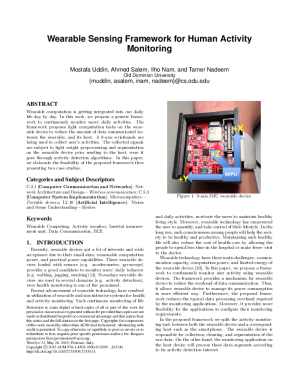 (PDF) Wearable Sensing Framework for Human Activity Monitoring