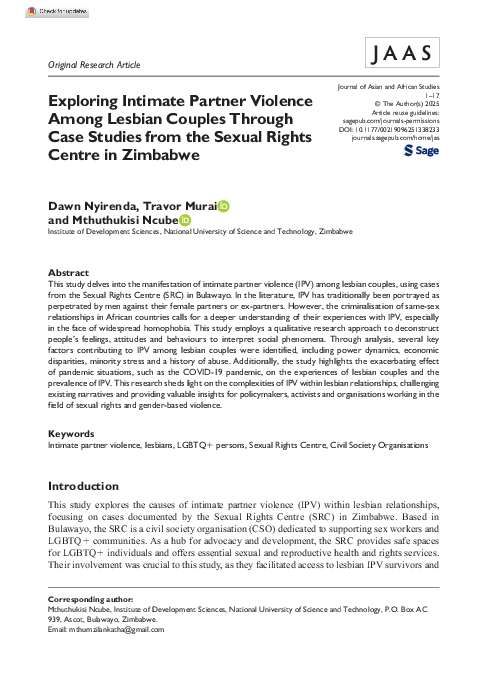 (PDF) Exploring Intimate Partner Violence Among Lesbian Couples Through ...