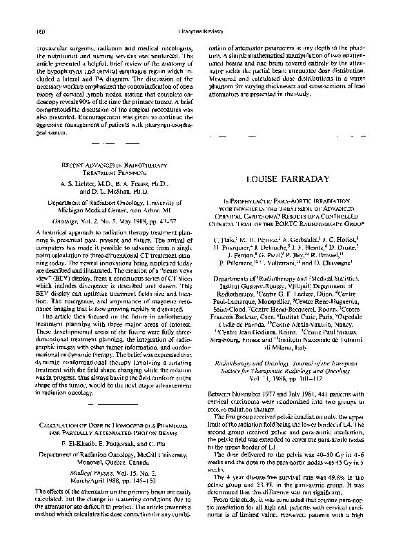 Pdf Recent Advances In Radiotherapy Treatment Planning