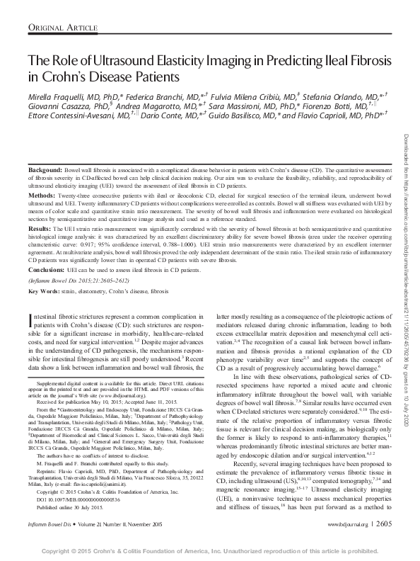(PDF) The Role of Ultrasound Elasticity Imaging in Predicting Ileal ...