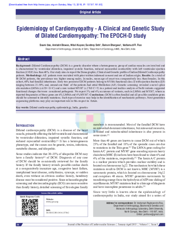 (PDF) Epidemiology of cardiomyopathy - A clinical and genetic study of ...