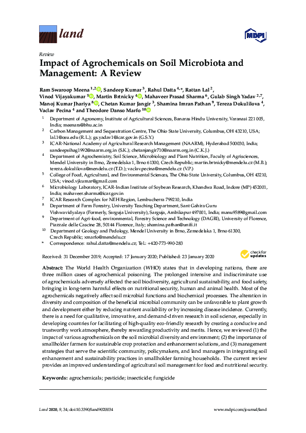 (PDF) Impact of Agrochemicals on Soil Microbiota and Management: A Review