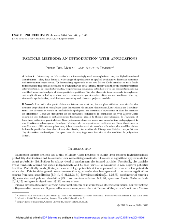 (PDF) Particle methods: An introduction with applications