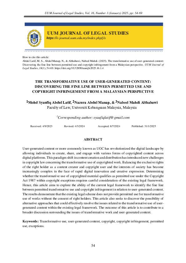 (PDF) THE TRANSFORMATIVE USE OF USER-GENERATED CONTENT: DISCOVERING THE ...