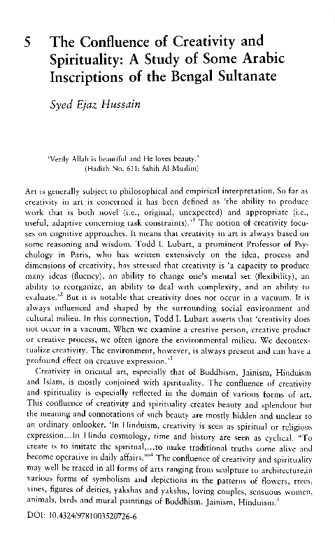 (PDF) The Confluence of Creativity and Spirituality: A Study of Some ...