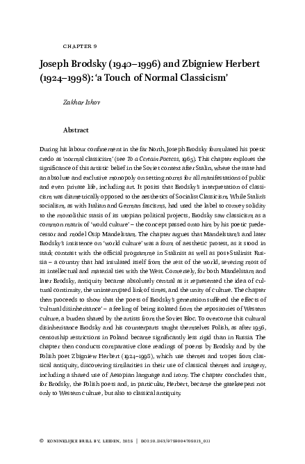First page of “'a Touch of Normal Classicism'”