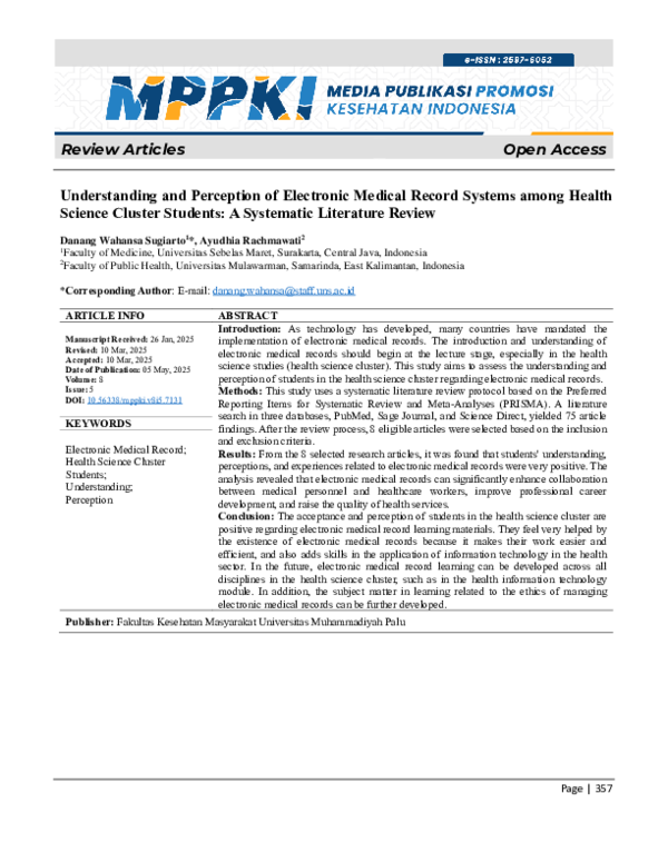 (PDF) Understanding and Perception of Electronic Medical Record Systems ...