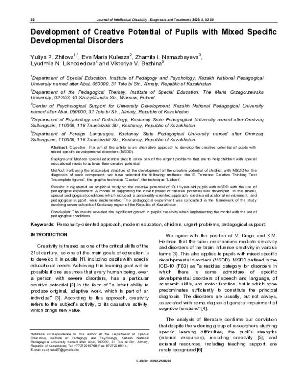 (PDF) Development of Creative Potential of Pupils with Mixed Specific ...