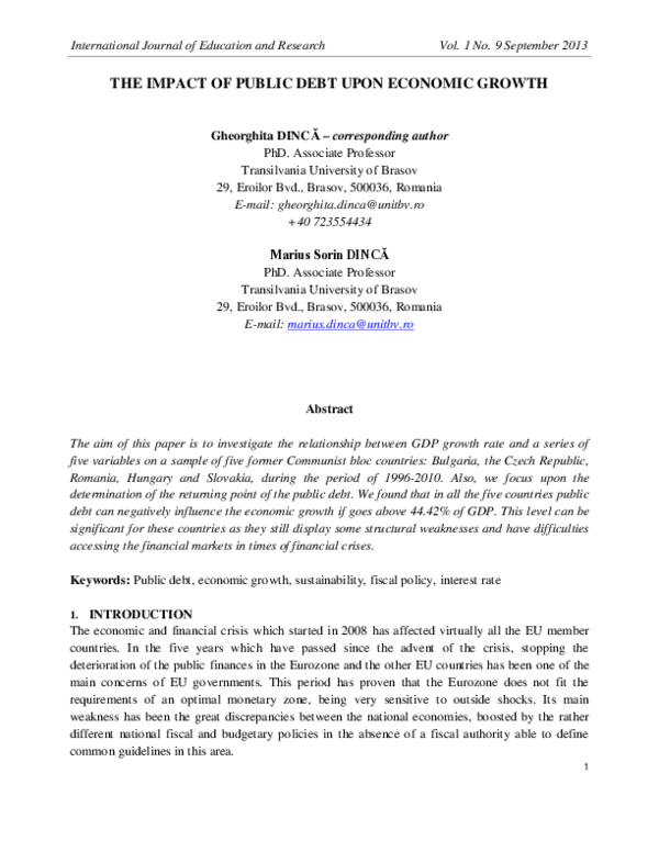 (PDF) The Impact of Public Debt Upon Economic Growth