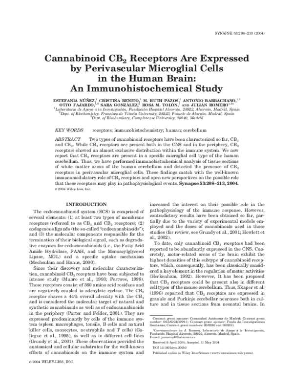 (PDF) Cannabinoid CB2 receptors are expressed by perivascular ...