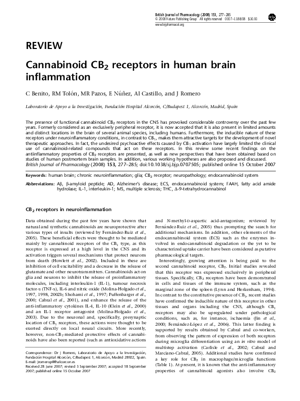 (PDF) Cannabinoid CB2 receptors in human brain inflammation