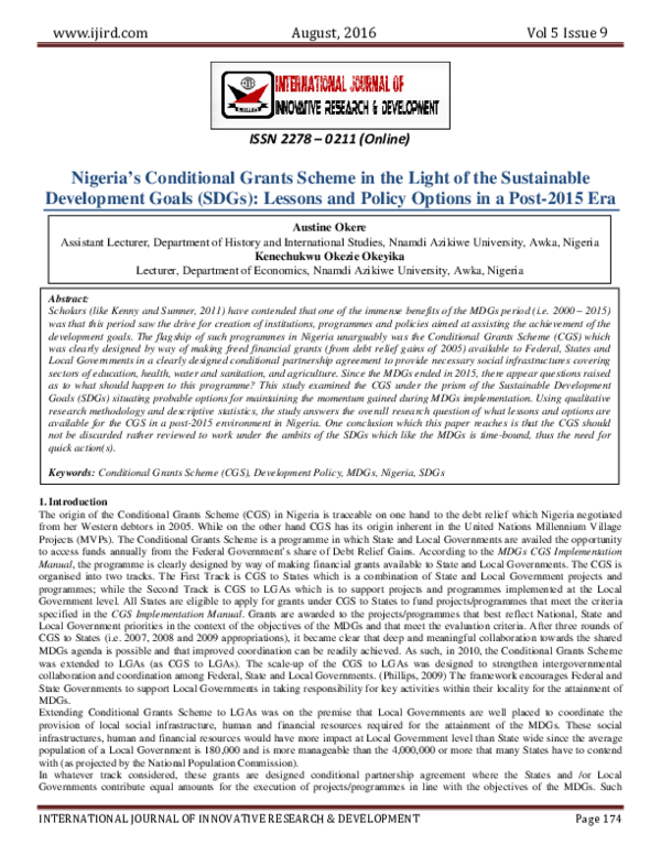 (PDF) Nigeria’s Conditional Grants Scheme in the Light of the ...