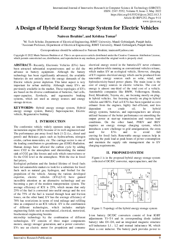 (PDF) A Design of Hybrid Energy Storage System for Electric Vehicles