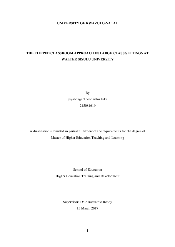 (PDF) The flipped classroom approach in large class settings at Walter ...