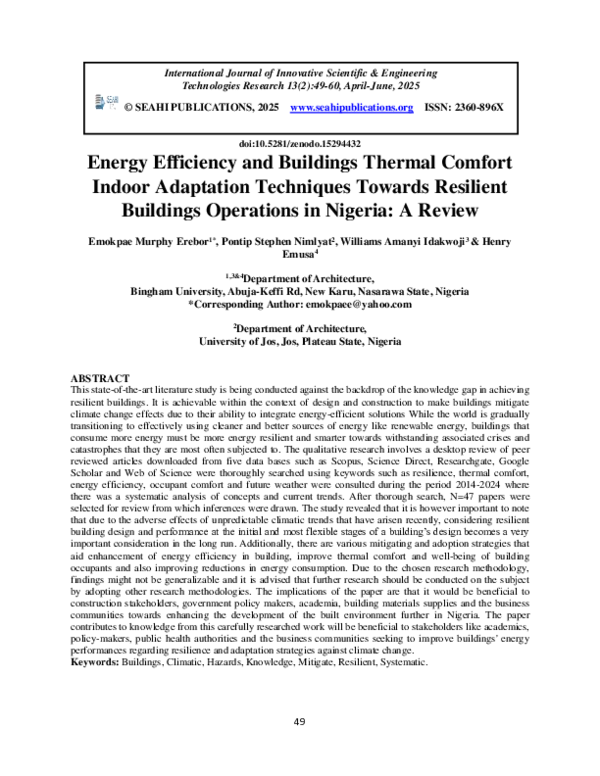 (PDF) Energy Efficiency and Buildings Thermal Comfort Indoor Adaptation ...