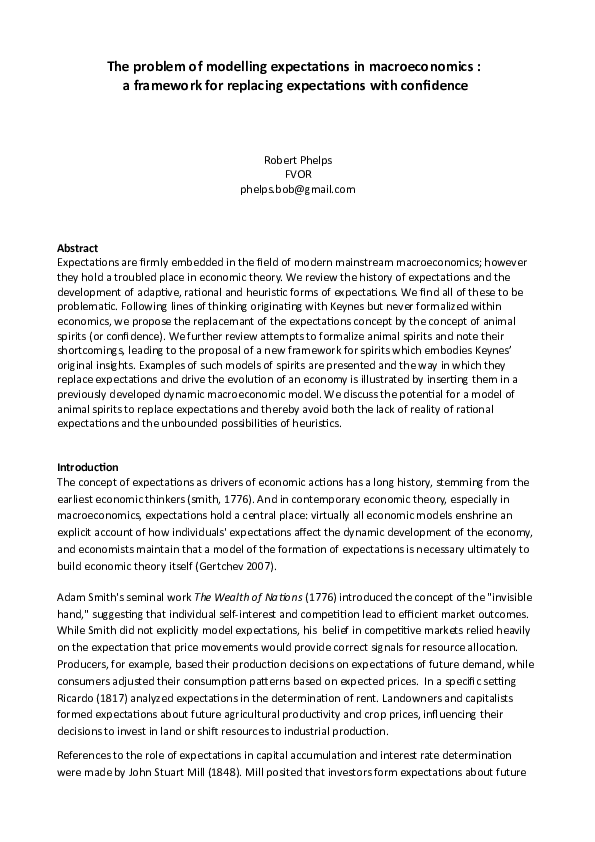 (PDF) The problem of modelling expectations in macroeconomics : a ...