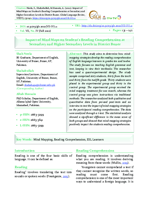 (PDF) Impact of Mind Maps on Student's Reading Comprehension at ...