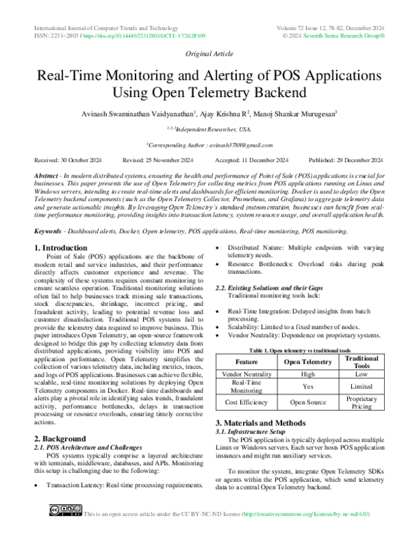 (PDF) Real-Time Monitoring and Alerting of POS Applications Using Open ...