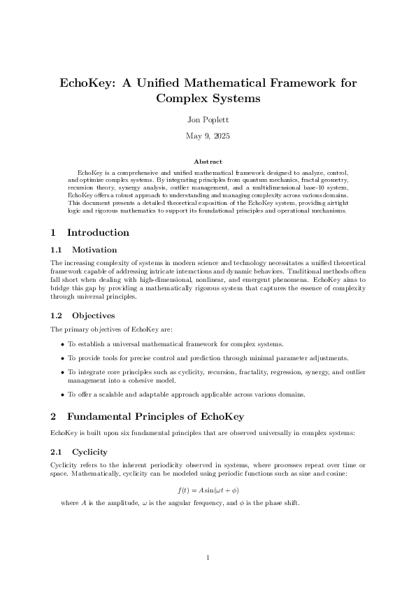 (PDF) EchoKey: A Unified Mathematical Framework for Complex Systems