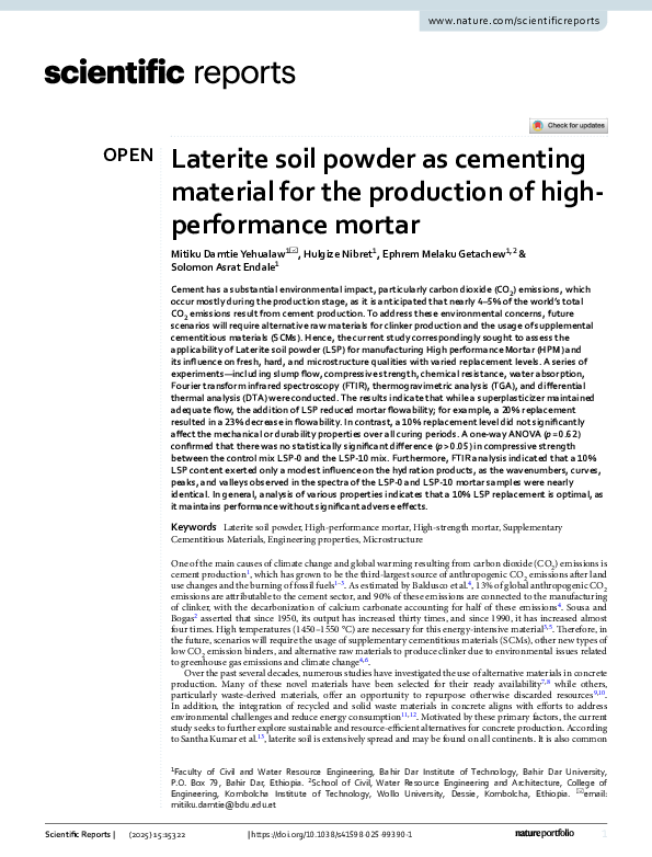 (PDF) Laterite soil powder as cementing material for the production of ...
