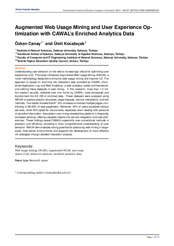 (PDF) Augmented Web Usage Mining and User Experience Optimization with ...
