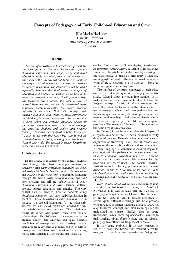 (PDF) Concepts of Pedagogy and Early Childhood Education and Care