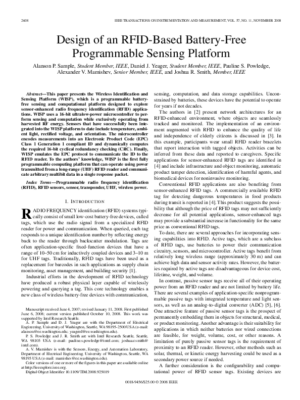 (PDF) Design of an RFID-Based Battery-Free Programmable Sensing Platform